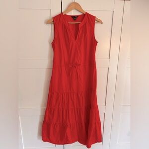 Maggy London Red Sleeveless Tiered Cotton Poplin Dress Size 6